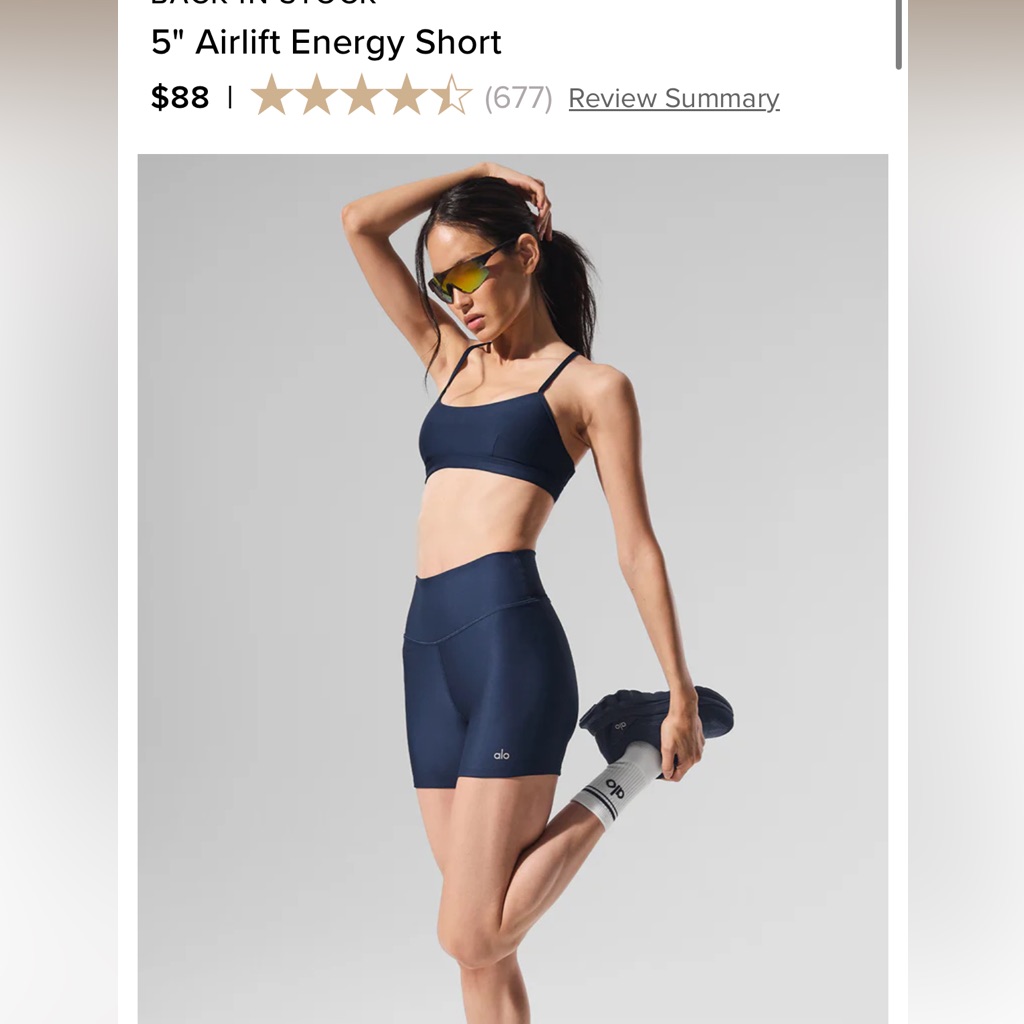 Nwt- Alo Yoga- Airlift Xs 5" Airlift Energy Shorts